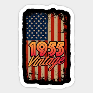 Vintage 1955 American Flag - 67 Year Old Birthday Sticker